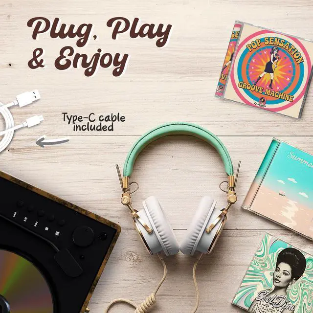 Alt view image 5 of 7 - Retro CD Player Vintage Style CD Player with Speakers, Bluetooth Receiver, AUX, USB, Rechargeable Battery, Mini Record Player Look, Small Cute CD Music Box for Home Decor - Wood