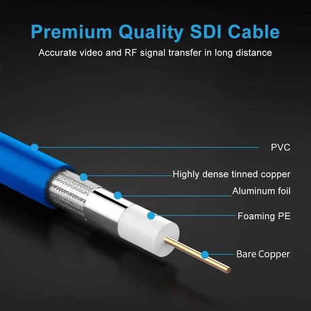 Alt view image 4 of 6 - 12G SDI Cable 15FT BNC Male to Male Video Coaxial Cable RG6 Coaxial Cable 75 Ohm Ultra Low Loss for 8K 4K 6G-SDI 3G Video Security Camera SDI Converter(Straight1 Pcs)