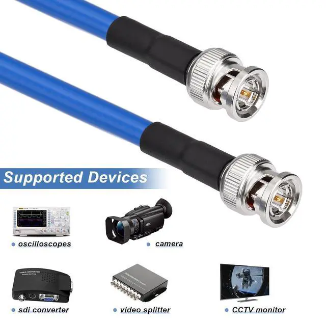 Alt view image 6 of 6 - 12G SDI Cable 15FT BNC Male to Male Video Coaxial Cable RG6 Coaxial Cable 75 Ohm Ultra Low Loss for 8K 4K 6G-SDI 3G Video Security Camera SDI Converter(Straight1 Pcs)