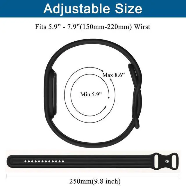 Alt view image 4 of 7 - 3 Pack Silicone Watch Bands for Google Fitbit Air, Soft Sport Waterproof Replacement Wristband Strap for Fitbit Air Women Men