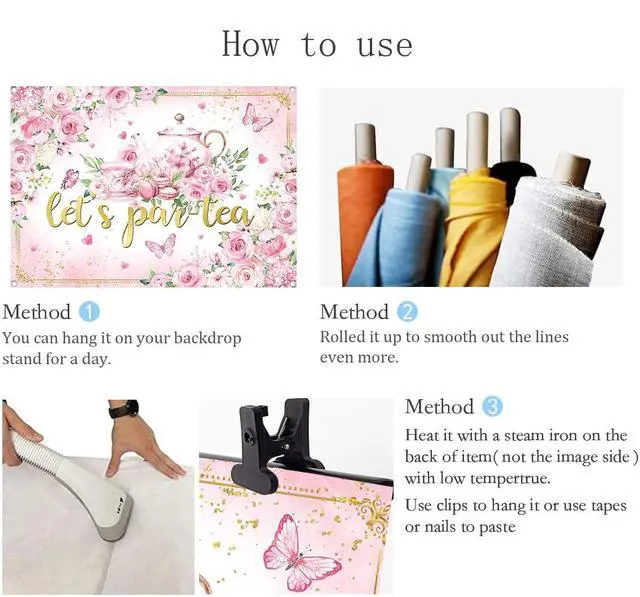 Alt view image 6 of 7 - Let's Partea Backdrop Tea Party Photography Background Pink Afternoon Tea Girls Women Party Decoration Banner Photo Supplies (8x6FT(94 x 70 inch))
