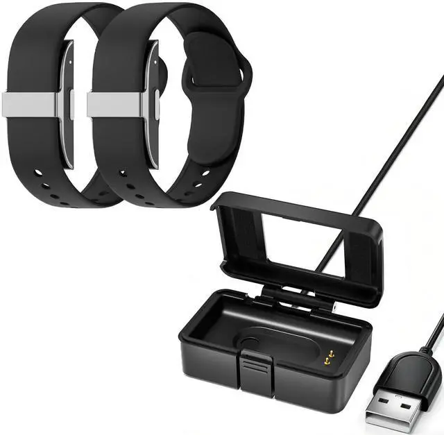 Main image of 2-Pack Silicone Band + Charger Compatible for Hume Band, Soft Adjustable Strap & Magnetic Charging Dock Case Set