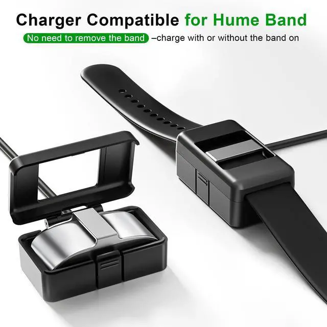 Alt view image 2 of 7 - 2-Pack Silicone Band + Charger Compatible for Hume Band, Soft Adjustable Strap & Magnetic Charging Dock Case Set