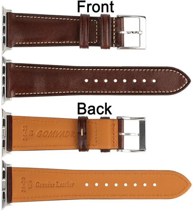 Alt view image 4 of 6 - Leather Bands Compatible with Apple Watch Band 42mm 44mm 45mm 49mm Ultra, Replacement Band Leather Strap for Men iWatch Ultra 3/2/1 Series 9 8 7 6 5 4