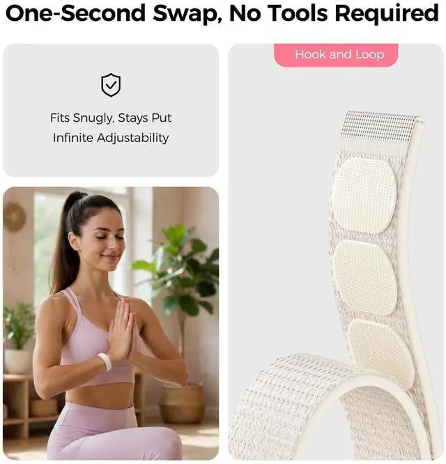 Alt view image 4 of 7 - 3-Pack Nylon Loop Bands Compatible with Google Fitbit Air | Soft & Breathable Nylon, Lightweight for Sport,Sleep & Daily, Adjustable Hook & Loop Closure, Secure Fit for Women & Men