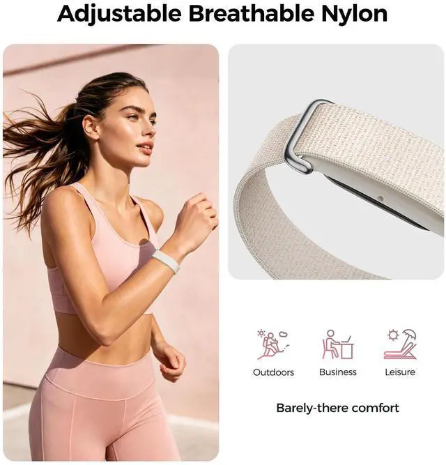 Alt view image 5 of 7 - 3-Pack Nylon Loop Bands Compatible with Google Fitbit Air | Soft & Breathable Nylon, Lightweight for Sport,Sleep & Daily, Adjustable Hook & Loop Closure, Secure Fit for Women & Men