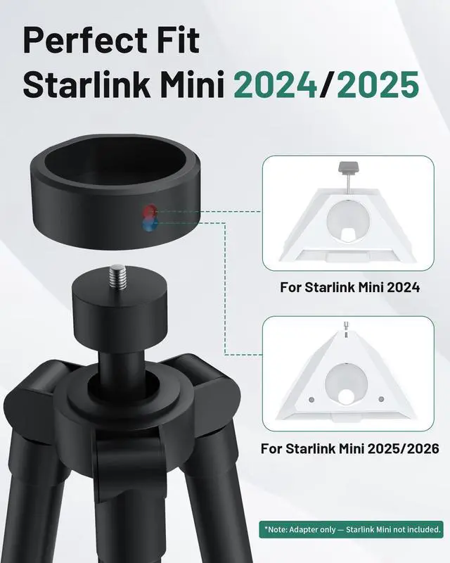 Alt view image 2 of 7 - Starlink Mini Tripod Adapter, 1/4"-20 Aluminum Mount | Adapter for all Starlink Mini models, works with tripod, clamp, ball mount, for RV travel, camping, and outdoor setups