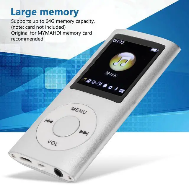 Alt view image 2 of 6 - Mini Portable MP3, Stylish Multifunctional Lossless Sound Slim MP3 Music Player, 1.8inch Large LCD Screen Music Player, Portable Digital Lossless Music MP3 Player(Silver)