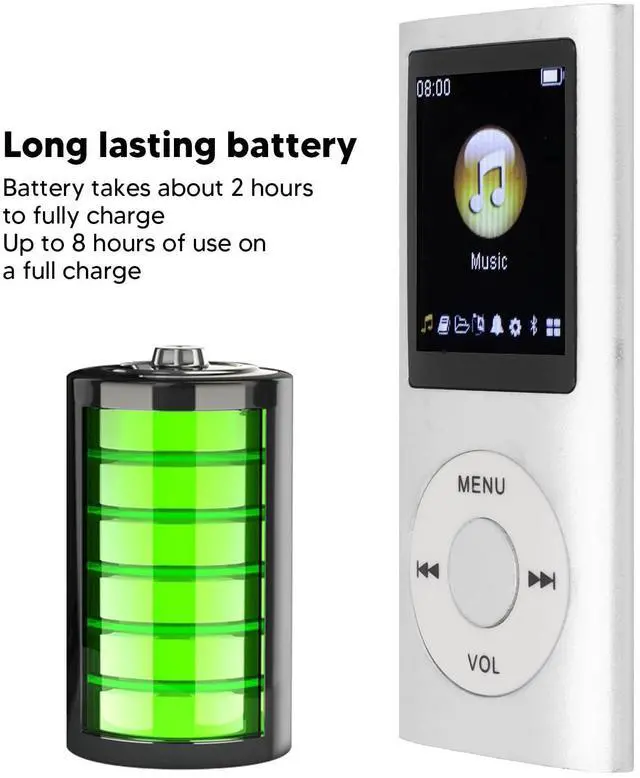 Alt view image 3 of 6 - Mini Portable MP3, Stylish Multifunctional Lossless Sound Slim MP3 Music Player, 1.8inch Large LCD Screen Music Player, Portable Digital Lossless Music MP3 Player(Silver)
