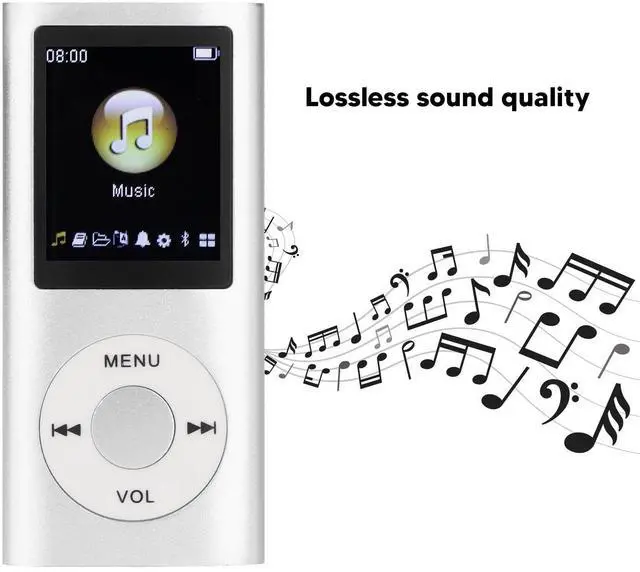 Alt view image 4 of 6 - Mini Portable MP3, Stylish Multifunctional Lossless Sound Slim MP3 Music Player, 1.8inch Large LCD Screen Music Player, Portable Digital Lossless Music MP3 Player(Silver)