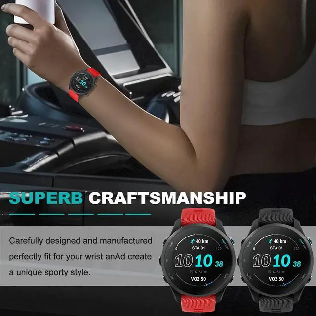 Alt view image 7 of 7 - Watch Band for Garmin Forerunner 255/265/Vivoactive 4/Venu 2 | 22mm Silicone Watch Bands for Garmin Vivoactive 4/Forerunner 255/265 Music/Venu 2