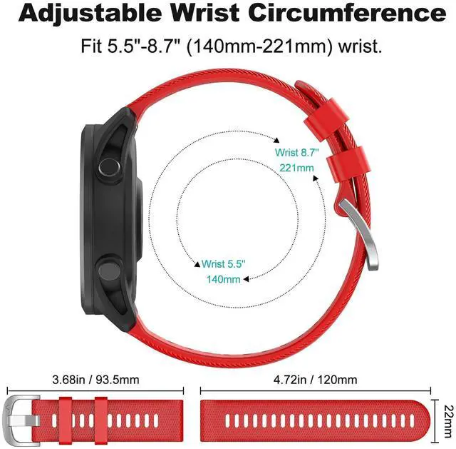 Alt view image 5 of 7 - Watch Band for Garmin Forerunner 255/265/Vivoactive 4/Venu 2 | 22mm Silicone Watch Bands for Garmin Vivoactive 4/Forerunner 255/265 Music/Venu 2