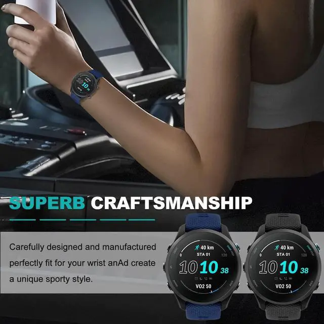 Alt view image 7 of 7 - Watch Band for Garmin Forerunner 255/265/Vivoactive 4/Venu 2 | 22mm Silicone Watch Bands for Garmin Vivoactive 4/Forerunner 255/265 Music/Venu 2