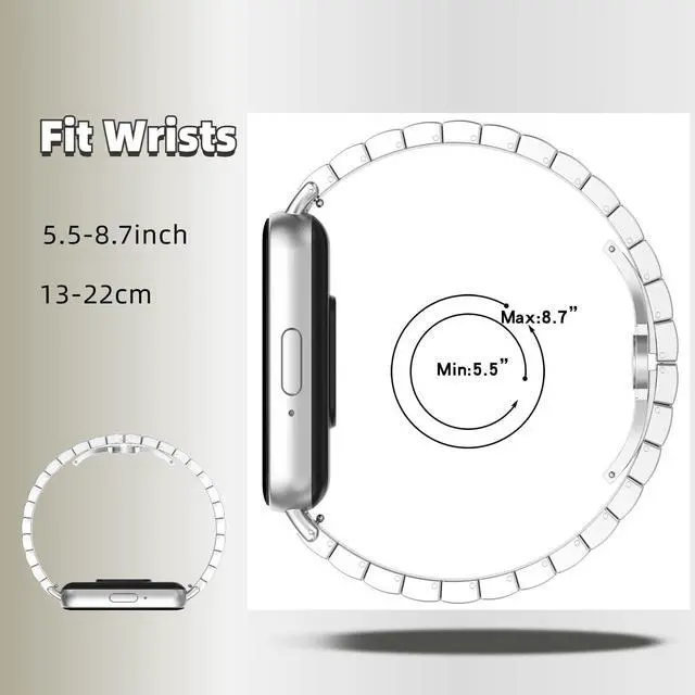 Alt view image 4 of 6 - Metal Strap Compatible with Samsung Galaxy Fit 3 SM-R390, Thin Light Stainless Steel Band with Buckle Protective Cover for Galaxy Fit 3