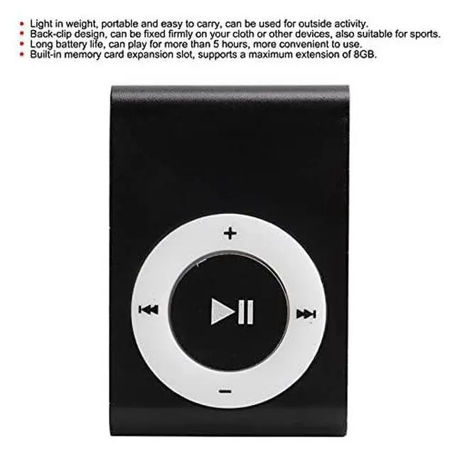 Alt view image 3 of 6 - MP3 Portable Music Player Mini MP3 Back Clip Player Durable with Memory Card and Cable(Black)