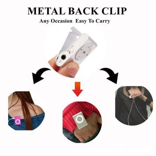 Alt view image 2 of 6 - MP3 Portable Music Player Mini MP3 Back Clip Player Durable with Memory Card and Cable(Black)