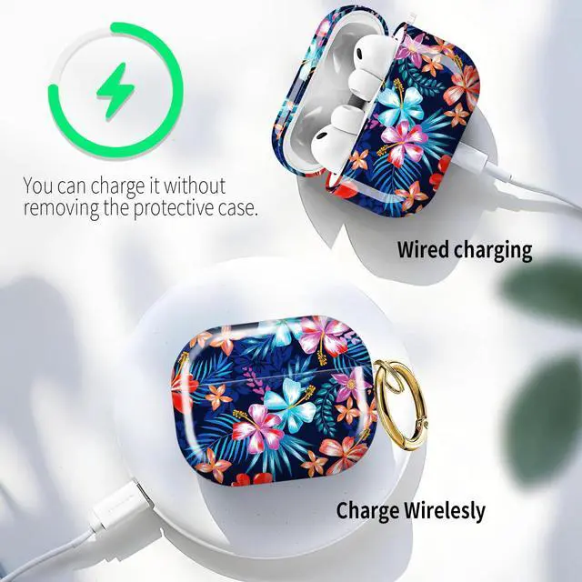 Alt view image 5 of 6 - for AirPods Pro 3 Case (2025)Cute Cover Compatible with AirPod Pro 3rd Generation with Rose Gold Keychain Headphone Cases for Women(Colorful Flowers)