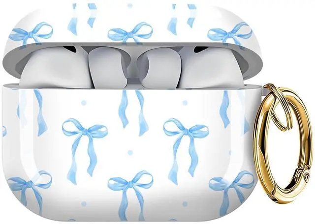 Main image of for AirPods Pro 3 Case (2025)Cute Cover Compatible with AirPod Pro 3rd Generation with Rose Gold Keychain Headphone Cases for Women(Blue Bow)