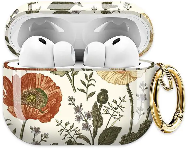 Main image of for AirPods Pro 3 Case (2025)Cute Cover Compatible with AirPod Pro 3rd Generation with Rose Gold Keychain Headphone Cases for Women(Flowers and Flowers)