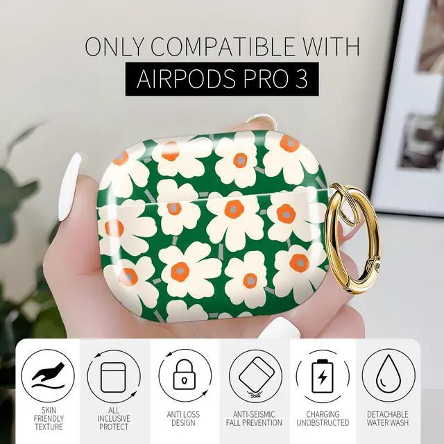Alt view image 3 of 6 - for AirPods Pro 3 Case (2025)Cute Cover Compatible with AirPod Pro 3rd Generation with Rose Gold Keychain Headphone Cases for Women(Green)