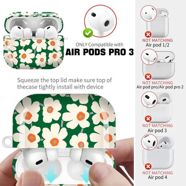 Alt view image 4 of 6 - for AirPods Pro 3 Case (2025)Cute Cover Compatible with AirPod Pro 3rd Generation with Rose Gold Keychain Headphone Cases for Women(Green)