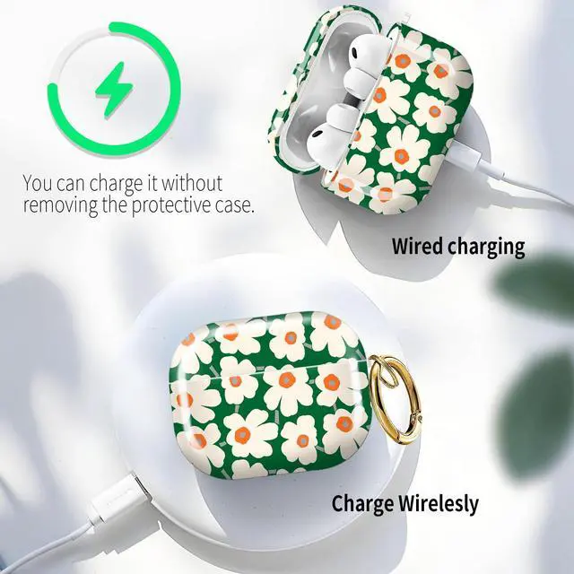 Alt view image 5 of 6 - for AirPods Pro 3 Case (2025)Cute Cover Compatible with AirPod Pro 3rd Generation with Rose Gold Keychain Headphone Cases for Women(Green)