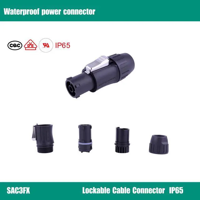 Alt view image 3 of 6 - Hand-Built Professional powerCON True1 SAC3MX to SAC3FX Power True 14WAG Extension IP65 Power Cable (15Feet)