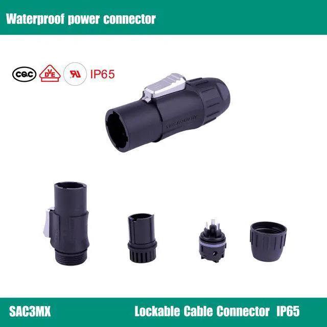 Alt view image 4 of 6 - Hand-Built Professional powerCON True1 SAC3MX to SAC3FX Power True 14WAG Extension IP65 Power Cable (15Feet)
