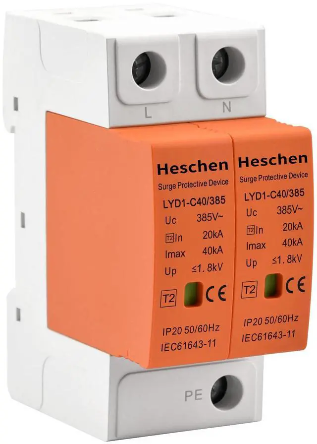 Main image of Surge Protective Device, LYD1-C40/385, 2P 385V 20KA, Fire-Proof, Low-Voltage Arrester, 35mm DIN Rail Mounting