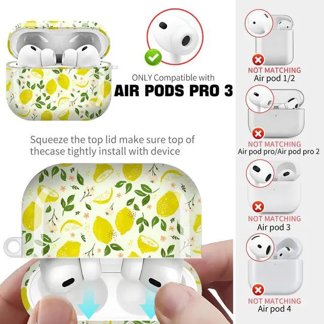 Alt view image 4 of 6 - for AirPods Pro 3 Case (2025)Cute Cover Compatible with AirPod Pro 3rd Generation with Rose Gold Keychain Headphone Cases for Women(Lovely Lemon)