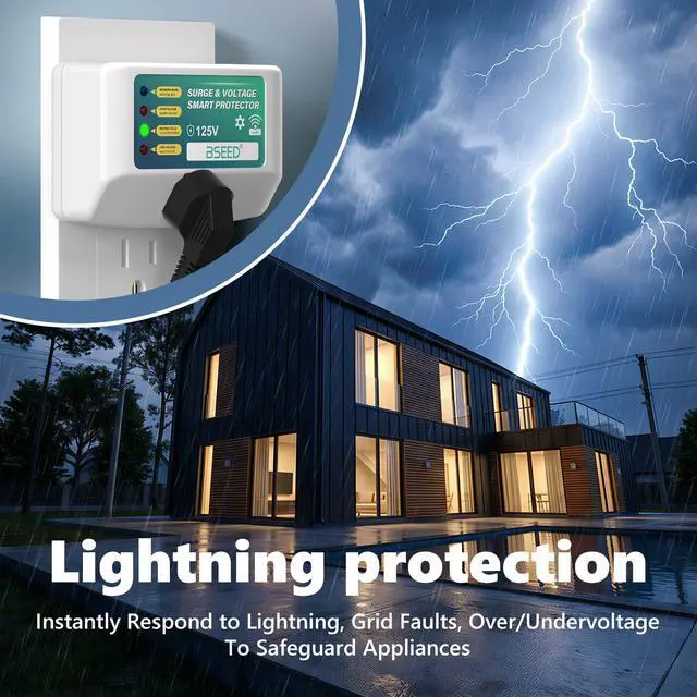 Alt view image 2 of 7 - Smart Surge Protector for Home Appliance, Smart Voltage Protector with Light Indicator, Smart Plug with APP Control, Energy Monitoring, Wall Mount Power Suppressor for Refrigerator/TV/PC