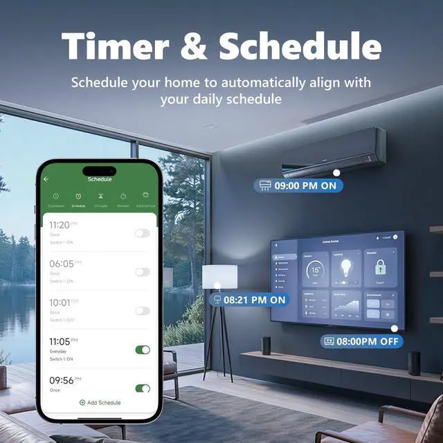 Alt view image 5 of 7 - Smart Surge Protector for Home Appliance, Smart Voltage Protector with Light Indicator, Smart Plug with APP Control, Energy Monitoring, Wall Mount Power Suppressor for Refrigerator/TV/PC