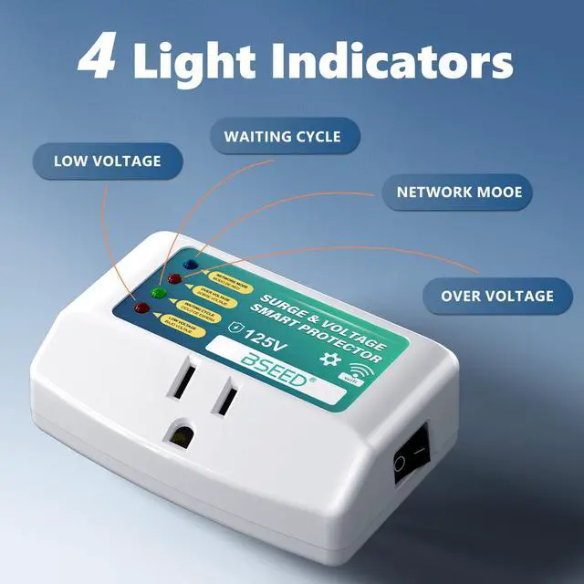 Alt view image 6 of 7 - Smart Surge Protector for Home Appliance, Smart Voltage Protector with Light Indicator, Smart Plug with APP Control, Energy Monitoring, Wall Mount Power Suppressor for Refrigerator/TV/PC