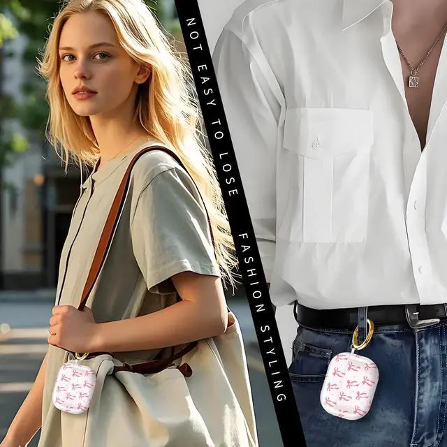 Alt view image 2 of 6 - for AirPods Pro 3 Case (2025)Cute Cover Compatible with AirPod Pro 3rd Generation with Rose Gold Keychain Headphone Cases for Women(Pink Bow)