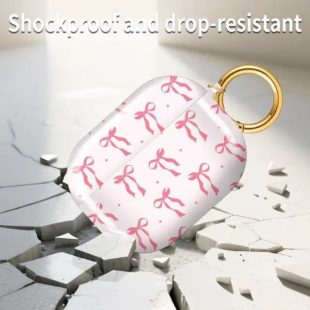 Alt view image 6 of 6 - for AirPods Pro 3 Case (2025)Cute Cover Compatible with AirPod Pro 3rd Generation with Rose Gold Keychain Headphone Cases for Women(Pink Bow)