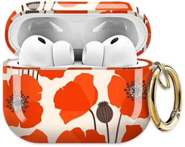 Main image of for AirPods Pro 3 Case (2025)Cute Cover Compatible with AirPod Pro 3rd Generation with Rose Gold Keychain Headphone Cases for Women(Orange Lotus Leaf)