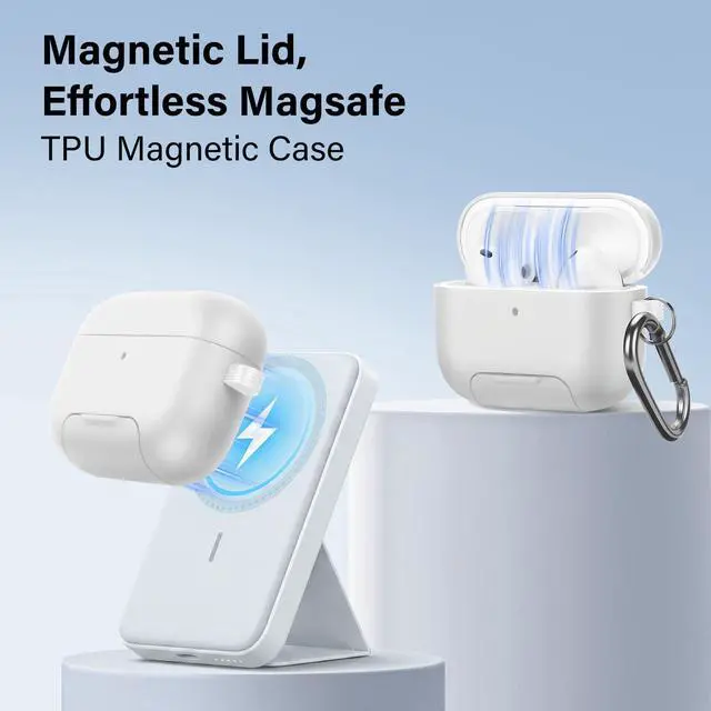 Alt view image 3 of 6 - Magnetic Lock Lid Case Compatible with AirPods Pro 3 | Built-in Phone Stand, MagSafe Ready, Shockproof Protective Cover with Lanyard