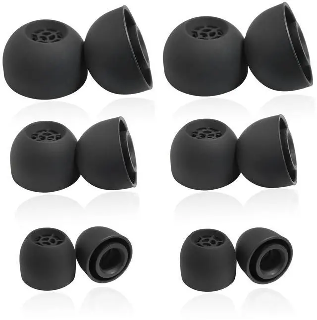 Main image of Silicone Replacement Earbuds Tips for Sennheiser IE900 IE600 IE300 IE200 | 6 Pairs L/M/S, Noise Isolating, Secure Fit, Soft Silicone Tips for Sennheiser IE Series, Black