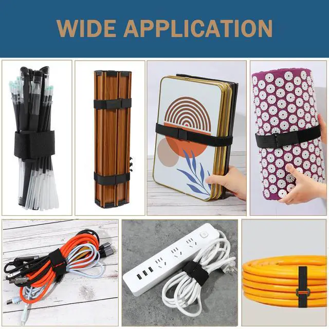 Alt view image 5 of 6 - 2"x16ft Hook and Loop Cable Securing Straps with 15 Buckles- Black | Free CLength | Adjustable | Reusable Fastening Cable Ties, 2 Inch Wide Cinch Strap for Wire, Cord Wraps, Cable Management