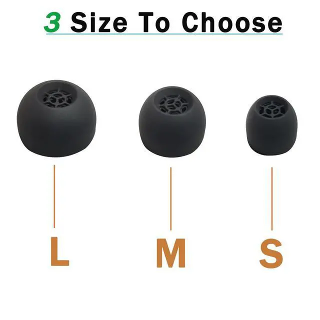 Alt view image 3 of 4 - Silicone Replacement Earbuds Tips for Sennheiser IE900 IE600 IE300 IE200 | 6 Pairs L/M/S, Noise Isolating, Secure Fit, Soft Silicone Tips for Sennheiser IE Series, Black