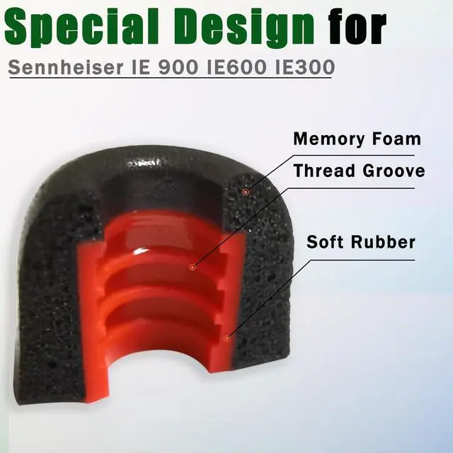 Alt view image 3 of 5 - Memory Foam Replacement Ear Tips for Sennheiser IE900 IE600 IE300 IE200 | Noise Isolating Soft Memory Foam Tips for Sennheiser IE Earbuds, Comfort Fit, 3 Pairs Sizes L/M/S