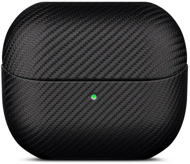 Main image of Case for Samsung Galaxy Buds 3 FE / Buds3 Pro/Samsung Buds 3 Case Cover with Lanyard - Made of Vegan Leather - Carbon Fiber Style - Handmade Drop Protection Hard Shell Cover - Black