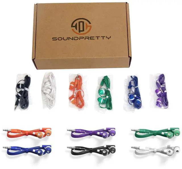 Alt view image 5 of 6 - Earbud Headphones Bulk 12 Pack Multicolored Wired Earphones SPT-12MX Individually Wrapped Ear Buds Muti Packs for Kids School Classroom Students