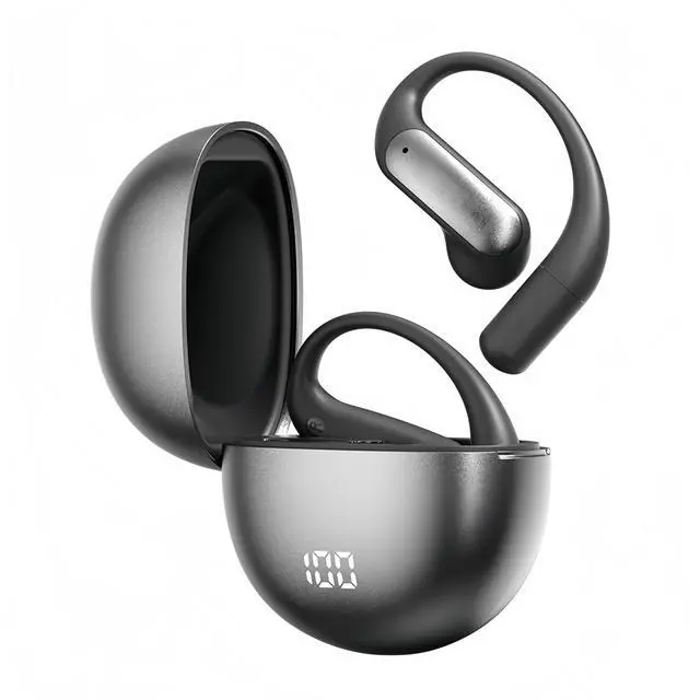 Main image of Stylish Bluetooth Earbuds Over Ear for Women Wireless Open Ear Earbuds with 60H Playtime, BT5.4, 14.2mm Bass, IPX5 Waterproof, Secure Earhooks for Workouts/Running(Black)