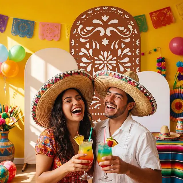 Alt view image 6 of 6 - 3 Pcs Mexican Cielito Lindo Arch Backdrop Cover 4ft 5ft 6ft 2-Sided Stretchy Arch Stand Covers for Mexico Talavera Wedding Birthday Baby Shower Party Decor (Only Cover)