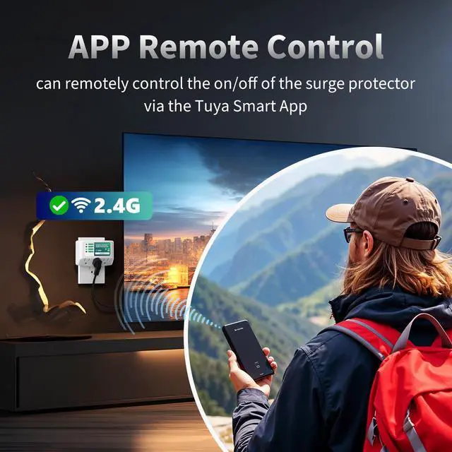 Alt view image 4 of 7 - WiFi Smart Plug, 3 Outlet Surge Voltage Protector with Light Indicator, APP Control, Energy Monitoring, Wall Mount Power Suppressor for Refrigerator/TV/PC, 125V/1875W, FCC Listed,2 Pack
