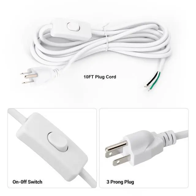 Alt view image 2 of 4 - Track Lighting Plug Cord 10FT White, 3 Prong