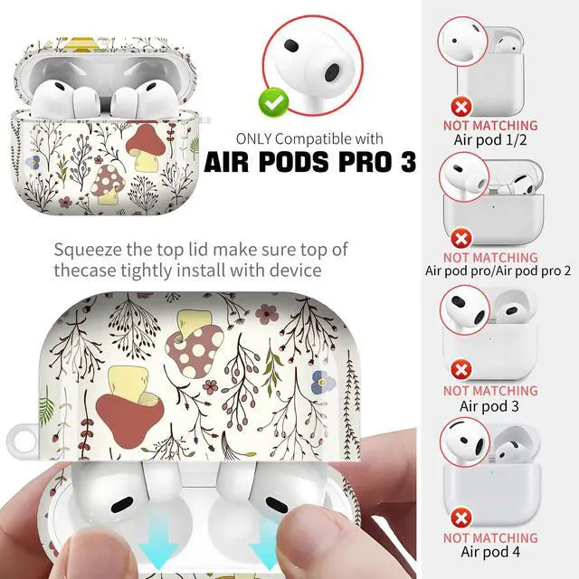 Alt view image 4 of 6 - for AirPods Pro 3 Case (2025)Cute Cover Compatible with AirPod Pro 3rd Generation with Rose Gold Keychain Headphone Cases for Women(Colorful Mushrooms)