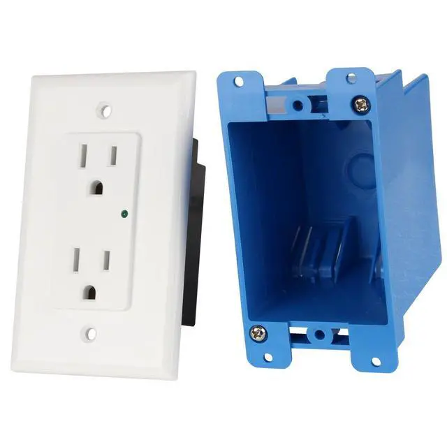 Alt view image 3 of 6 - Element-Hz Power Series In-Wall Single Gang Surge Protector w/Retrofit Backbox, 1800 Joules, White