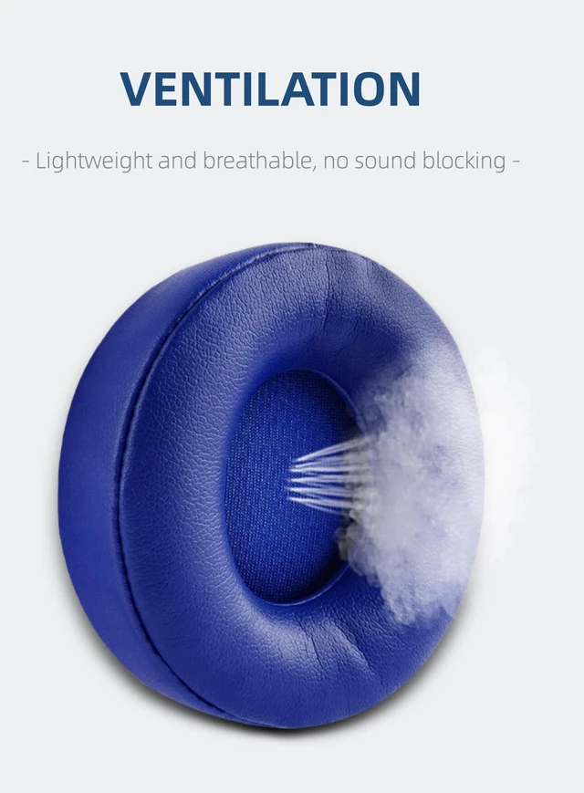 Alt view image 3 of 5 - Replacement Earpads for Beats Solo Pro (Dark Blue) | Protein leather ear cushions for Beats Solo Pro. Comfortable, durable, and noise-isolating. Easy to replace worn pads
